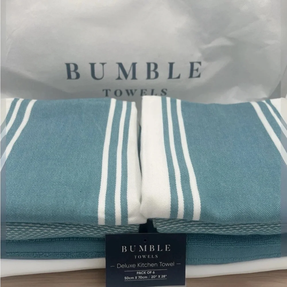 Bumble Towels - Aqua  Deluxe Kitchen Towels (20”x 28”, 6 Pack)